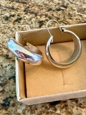 Vintage Taxco Mexico 925 Sterling Silver Chunky Hoop Earrings 14.7g